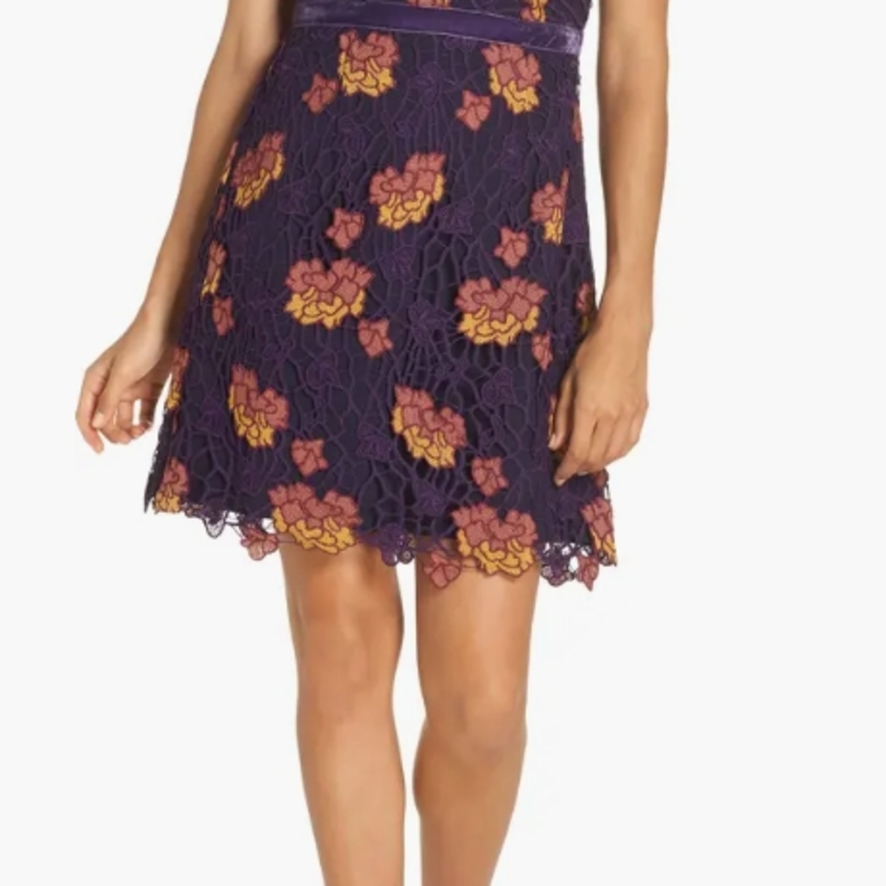 Foxiedox Purple and Yellow Floral Mini Skirt